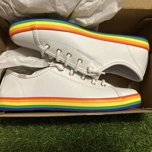 Kickstart Seasonal Keds White Rainbow Girls Shoes Size 4 Medium With Box